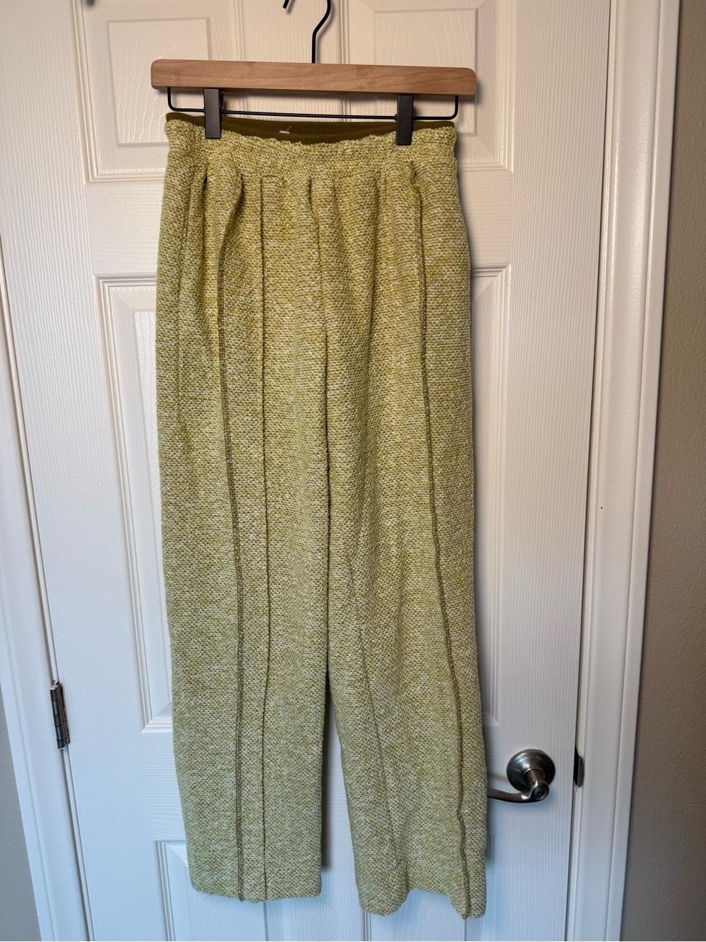 Urban Outfitters Textured Wide-Leg Pants in Pale Yellow